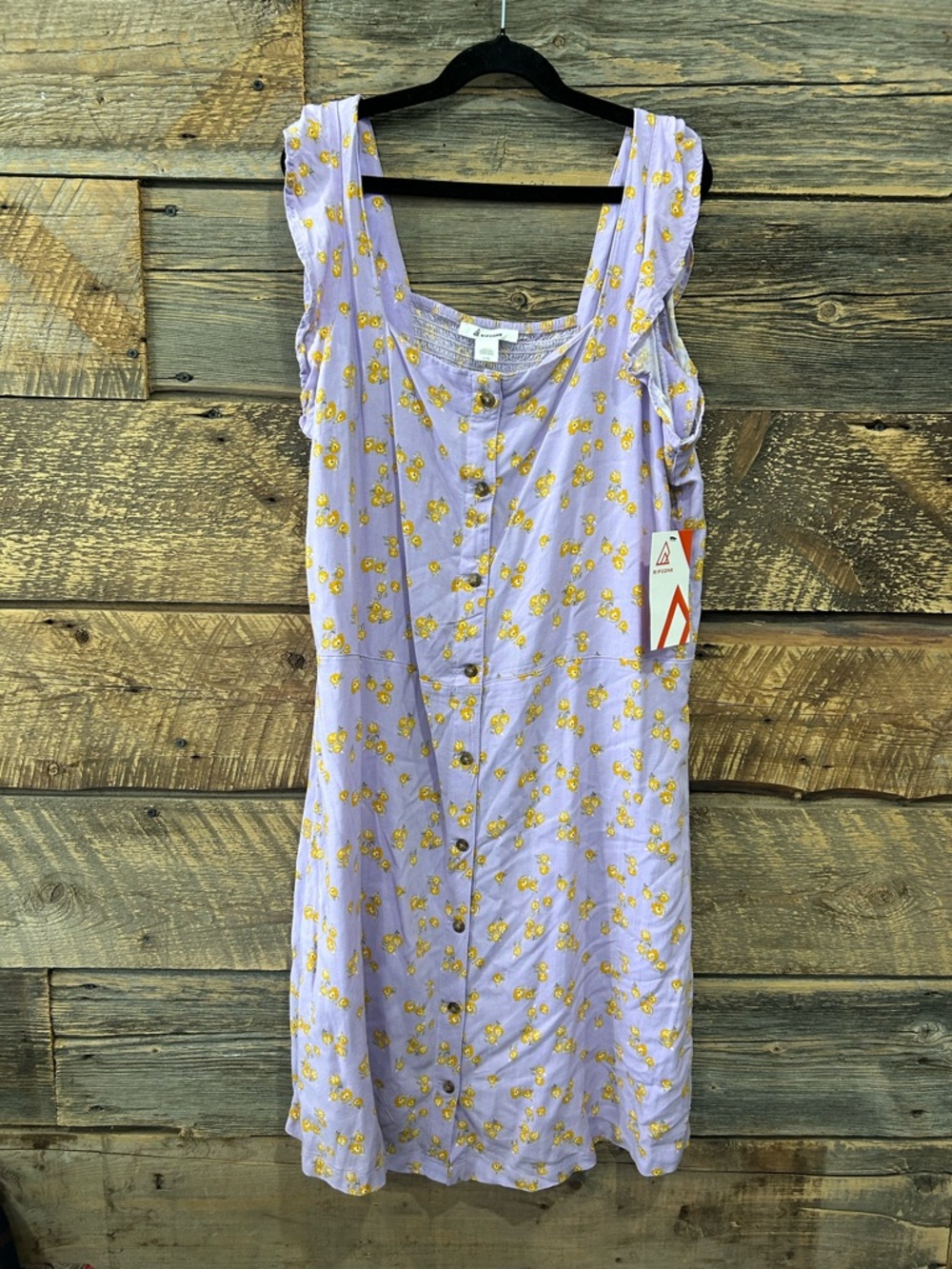 Light Purple Floral Button-Front Midi Dress